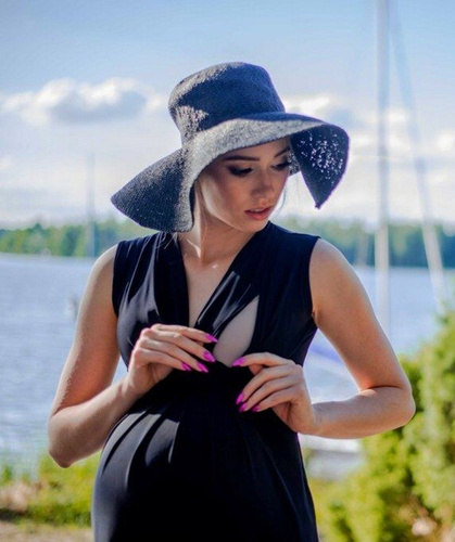 Sukienka bez rękawków do karmienia 808 MIRACLE- czarna