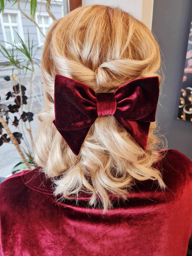 Welurowa kokarda do włosów KB16 Marija - bordowy