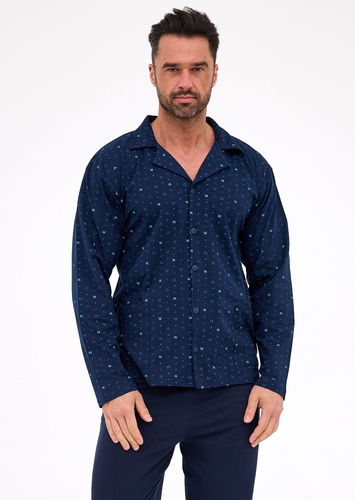 Rozpinana piżama męska 114/80 Cornette | Klasyka z kołnierzykiem i kieszeniami