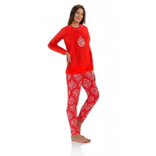 Piżama damska świąteczna 2642/01 Bombka Sesto Senso czerwony