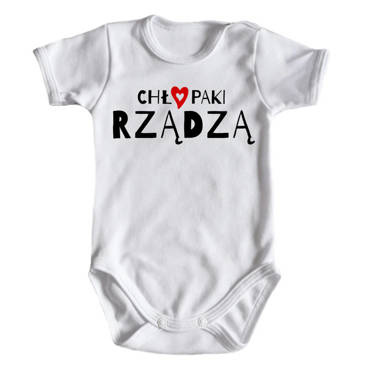 Body krótki rękaw "CHŁOPAKI RZĄDZĄ" Moocha biały