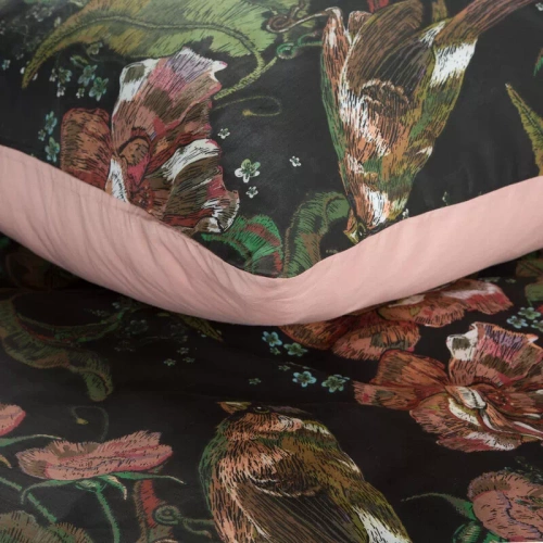 Pościel satynowa Spring 21 Kwiaty Eurofirany czarny/zielony 