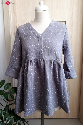 Tunika z muślinu organicznego Mother Nature Milk&Love wrzosowy