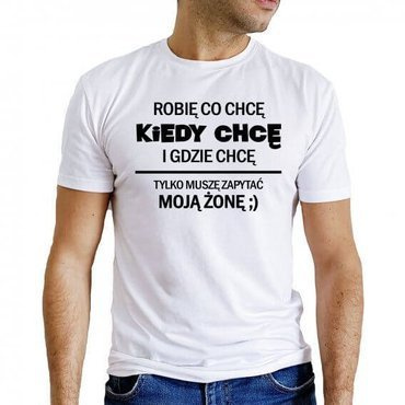 Koszulka męska "Muszę zapytać żonę" Moocha biały