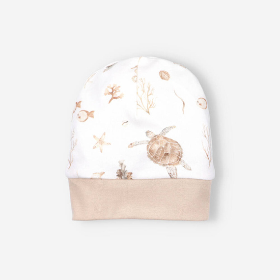 Czapka niemowlęca z bawełny organicznej Turtles Nini druk