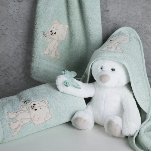 Niemowlęce okrycie kąpielowe Baby 66 Miś Eurofirany miętowy