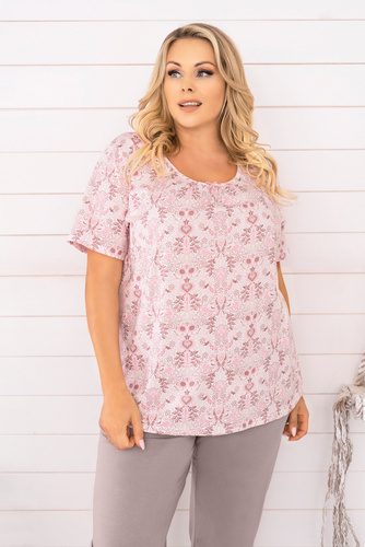 Piżama Damska krótki rękaw, 3/4 spodnie Kalmia Italian Fashion- druk