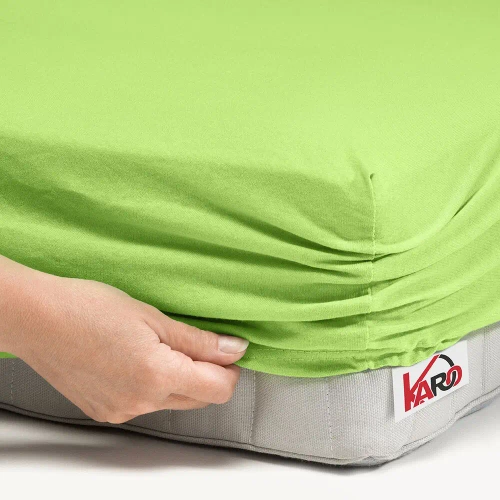 Prześcieradło Jersey z gumką KARO - limonka