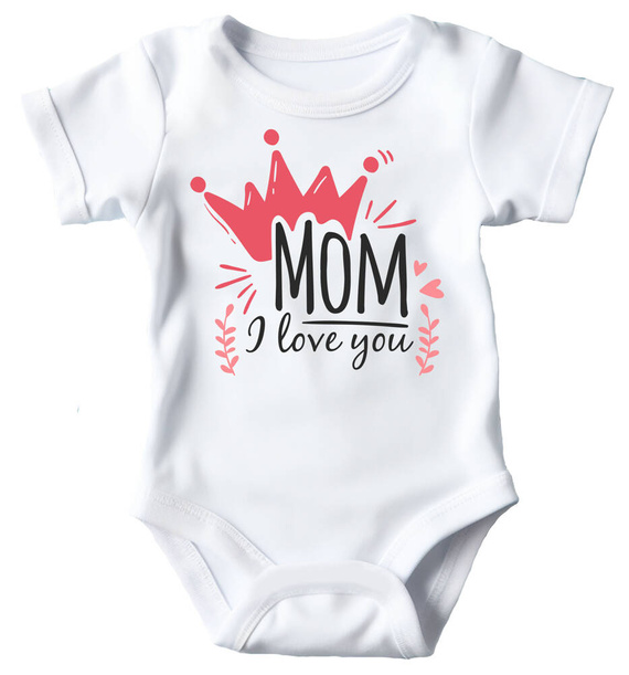 Body krótki rękaw "Mom I love you" Moocha biały