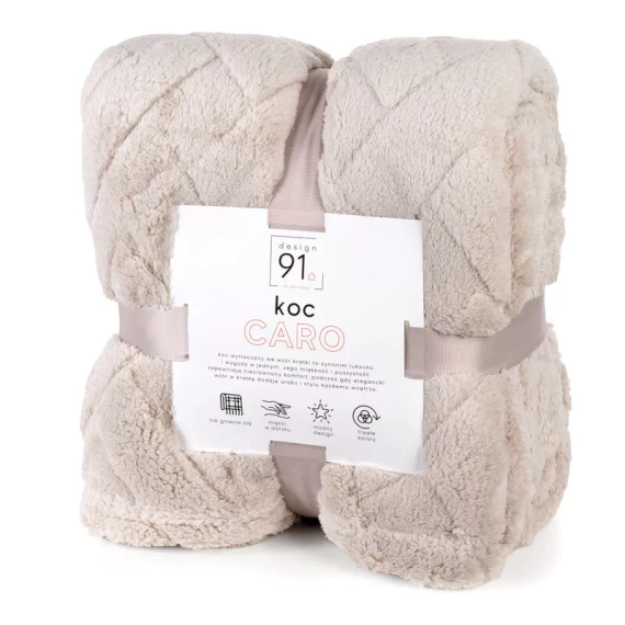 Koc narzuta z mikrofibry Caro Designe91 beżowy