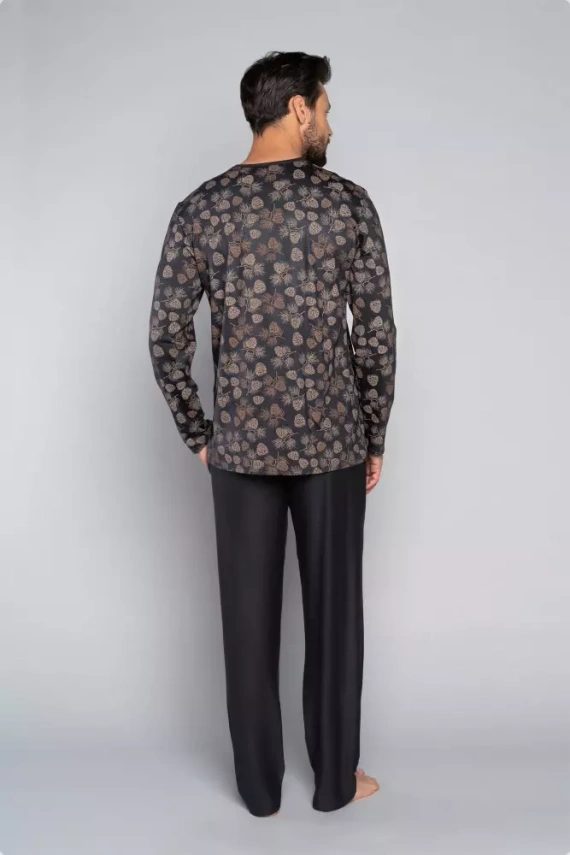 Piżama Męska z długim rękawem i spodniami Pinus Italian Fashion - druk/grafit