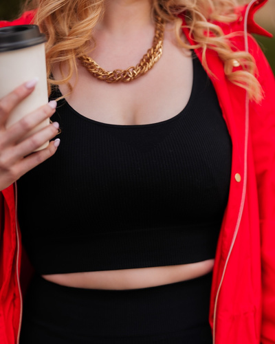 Top biustonosz sportowy Ribbed prążek Mona czarny