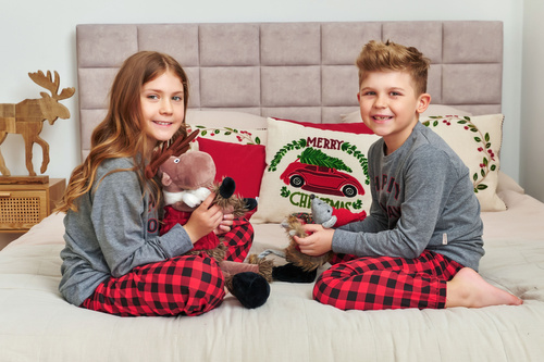 Doctor Nap 7345 – piżama dziecięca bawełniana Dark Grey z nadrukiem