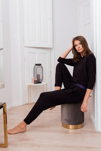 Komplet Damski 3/4rękaw, dł.spodnie Styl Italian Fashion czarny