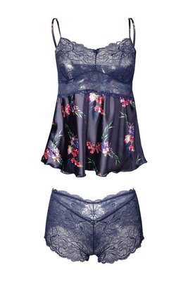 Komplet piżama damska Flowers DKaren - DK-KA granatowy