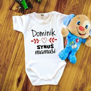 "Synuś mamusi z imieniem" body długi rękaw Moocha biały