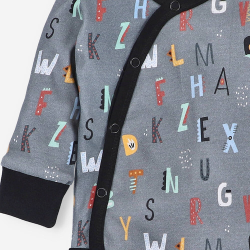 Body kopertowe z bawełny organicznej Alfabet Nini druk