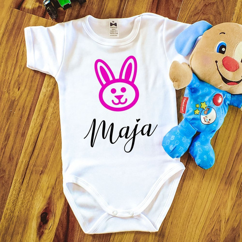 "Wielkanoc z imieniem róż" body krótki rękaw Moocha białe