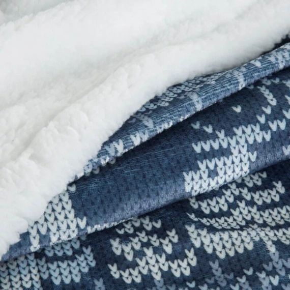 Narzuta świąteczna Eurofiranybiały granatowy– miękki koc z mikrofibry, ciepły i lekki