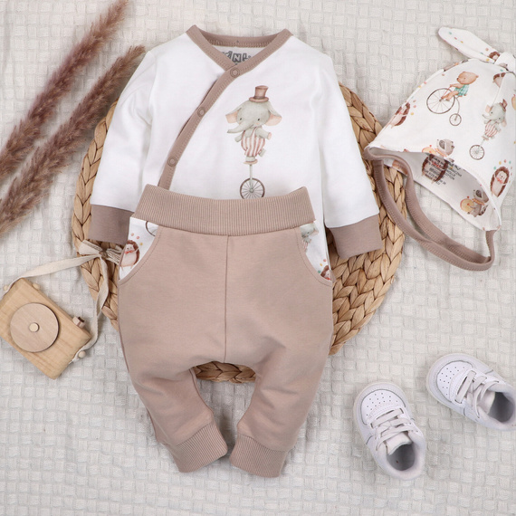 Nini Circus – body niemowlęce kopertowe z organicznej bawełny, antyalergiczne, polska produkcja