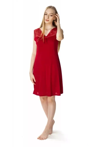 Koszula nocna damska Mewa 86374 Paula Mewa burgund