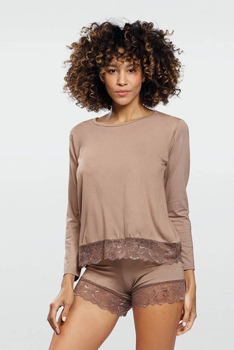 Komplet Piżama Damska Kornelia DKaren - Cappucino