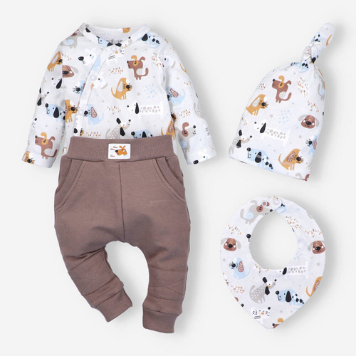 Komplet niemowlęcy z bawełny organicznej Psaki Nini beżowy