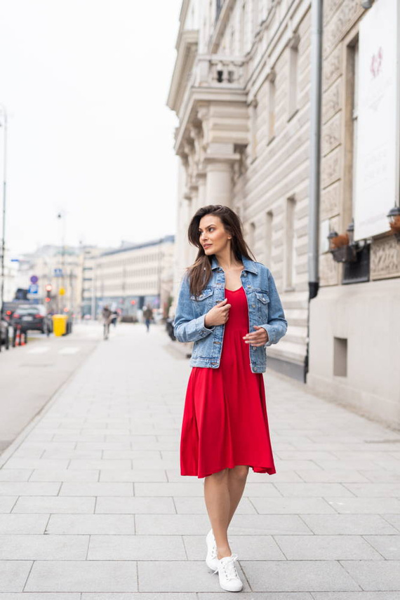 Sukienka ciążowa i do karmienia Mommy Chic Milk&Love karminowy