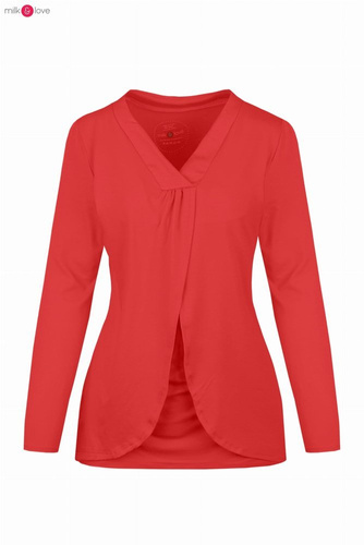 Bluzka ciążowa i do karmienia długi rękaw Buzzy Bee Milk&Love czerwona