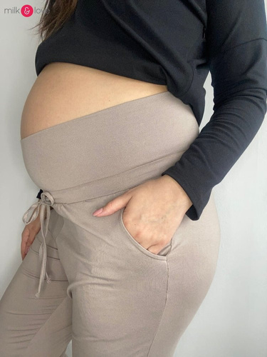 Joggersy spodnie ciążowe Milk&Love beżowy