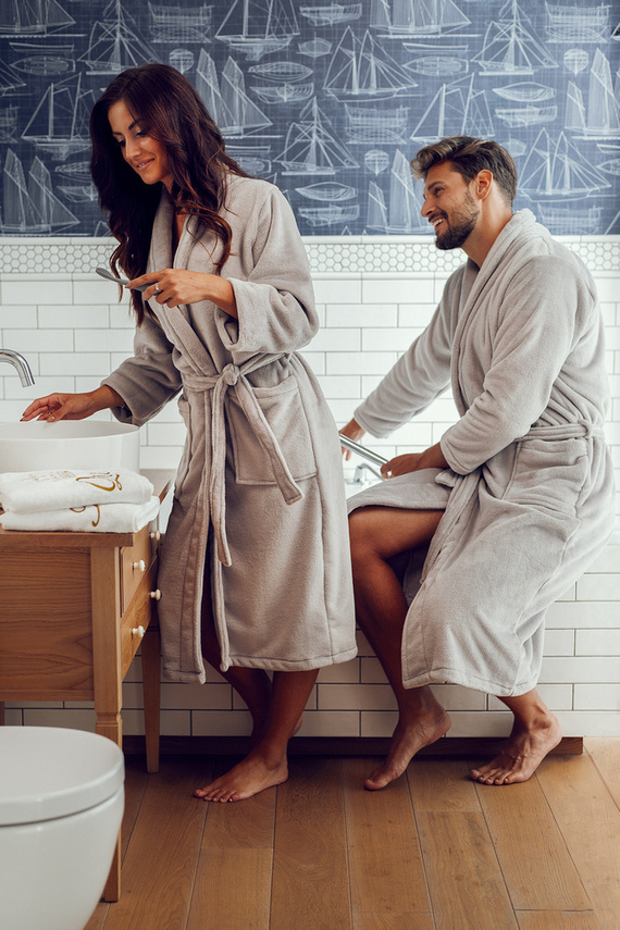 Szlafrok męski Matteo ByShelly - jasny szary