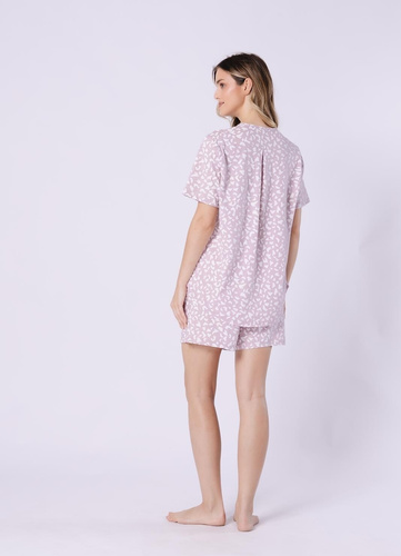 Letnia piżama damska Samanta 1709 – 100% bawełna, koszulka na guziki, krótki rękaw, wygodne spodenki