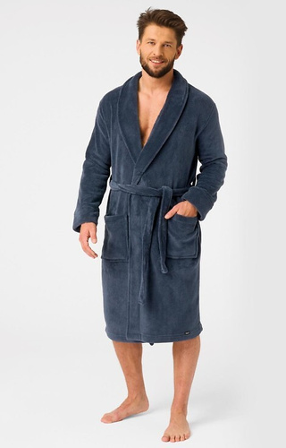 Key MGL 255 szlafrok męski granatowy – miękki, ciepły, klasyczny krój