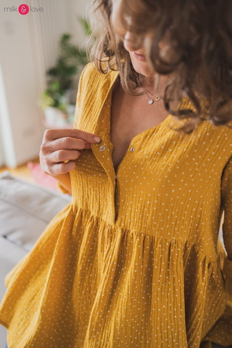 Tunika z muślinu organicznego Mother Nature Milk&Love piaskowa