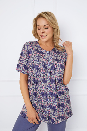 Piżama Damska i do karmienia krótki rękaw, 3/4 spodnie Bonaria Italian Fashion - druk/jeans 