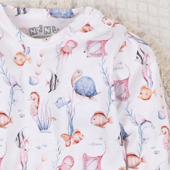 Nini Body Underwater World – organiczna bawełna, długi rękaw, dla niemowląt