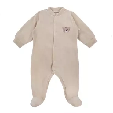 Pajac welurowy z naszywką "Baby Love" Ewa Klucze - beż