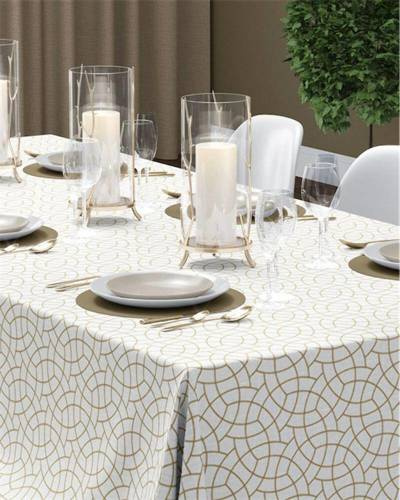 Obrus dekoracyjny 4137 A Panama 98 Detexpol złoty geometryczny