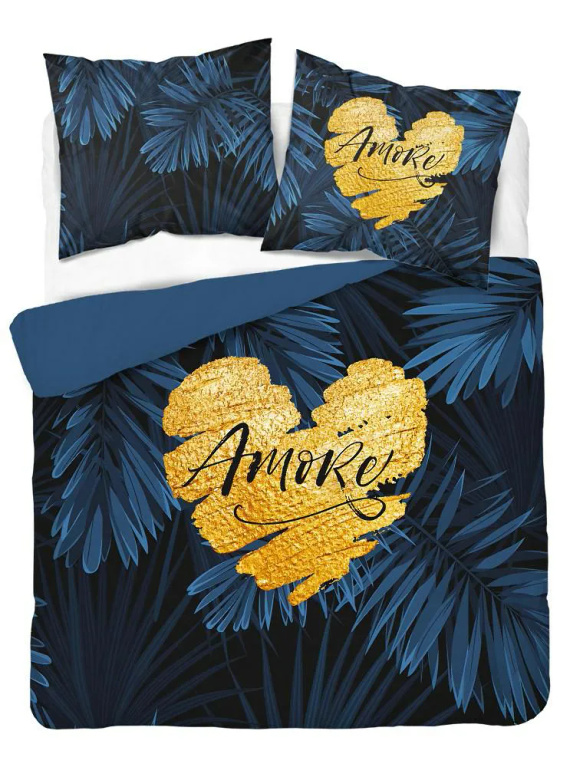Pościel bawełniana 4414 A Holland 35 Amore Detexpol granatowy