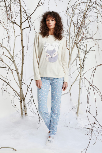 Zerda Sorbetto – piżama z aplikacją 3D i nadrukiem oczu, jersey bawełniany