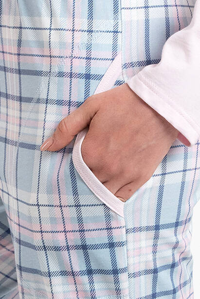 Piżama Damska długi rękaw, spodnie Emilly Italian Fashion - róż/druk