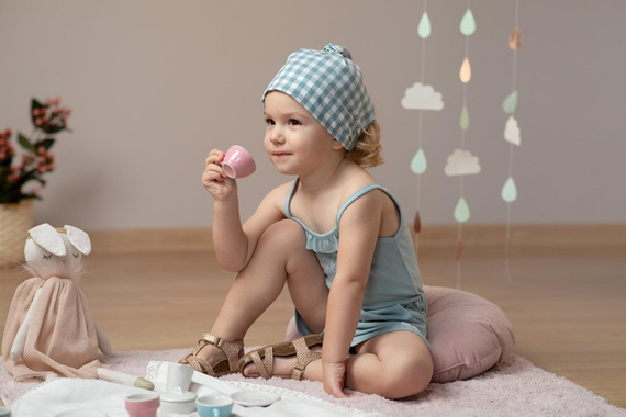 Chustka niemowlęca Sweet Cherry Pinokio - zielony kratka