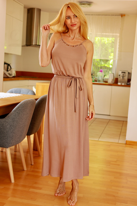 Sukienka Grace Mirale – Długa wiskozowa sukienka z gumką w talii i rozcięciem | Made in Poland