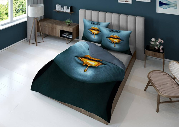 Pościel z mikrofibry 3D twarz 4181 A Detexpol niebieski