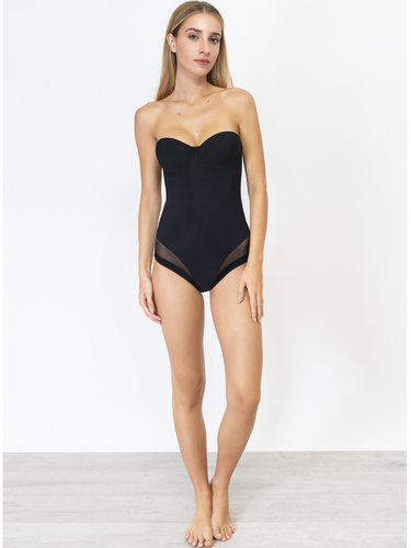 Everybody 1852 – body modelujące bardotka, usztywniane miseczki, bezszwowe, mikrofibra czarne