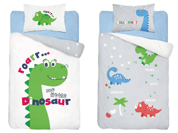 Pościel bawełniana do łóżeczka 3953 B Mayamoo 105 dinozaur Detexpol zielony