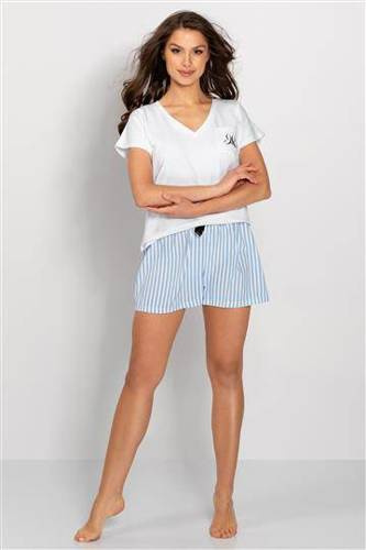 Piżama damska Nicole Momenti Per Me white-baby blue
