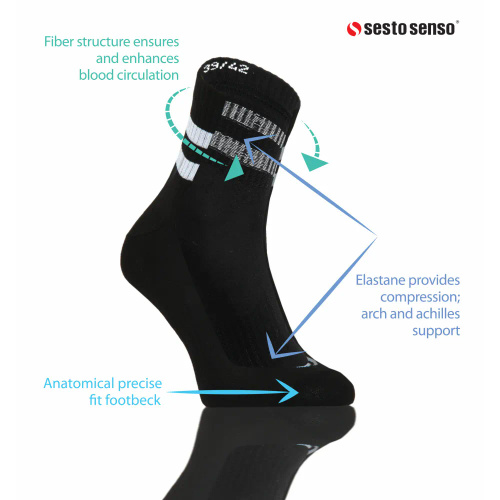 SKB05 Skarpety sportowe krótkie Sesto Senso czarny 