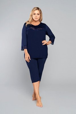 Piżama 3/4 rękaw, 3/4 spodnie Izyda Italian Fashion - granat