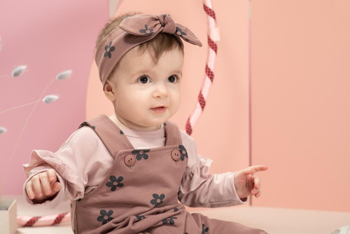 Opaska dla dziewczynki Happiness Pinokio ciemny róż/druk 